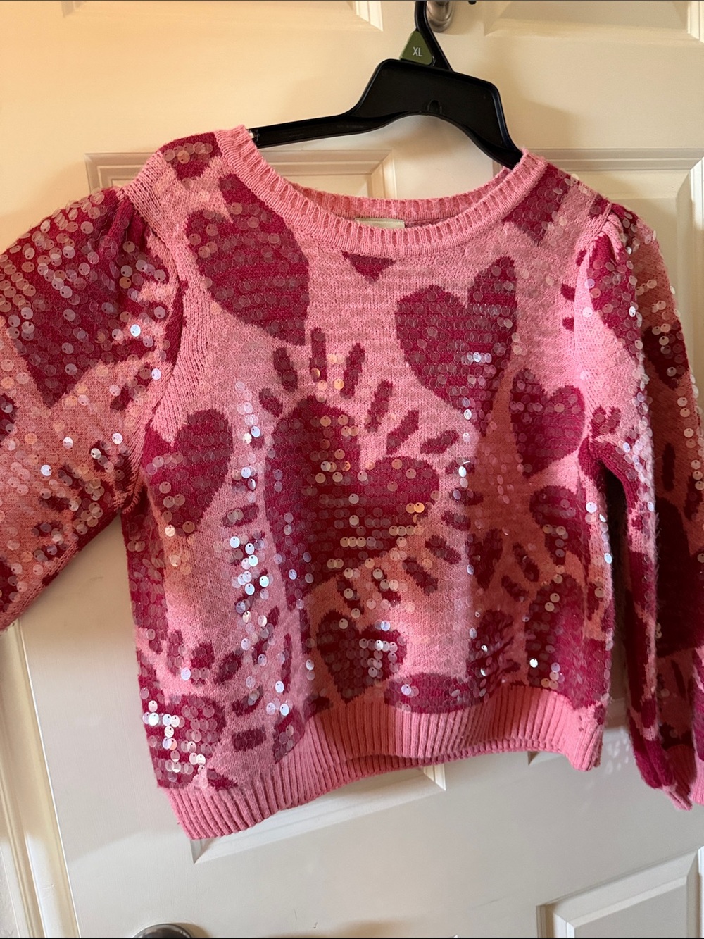 FARM Rio Pink Sequin Heart Crewneck Sweater - Picture 4 of 5